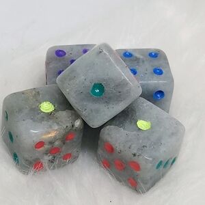 5pc Labradorite Dice Set | Natural Flash Crystal Gaming Dice | Collector Gift